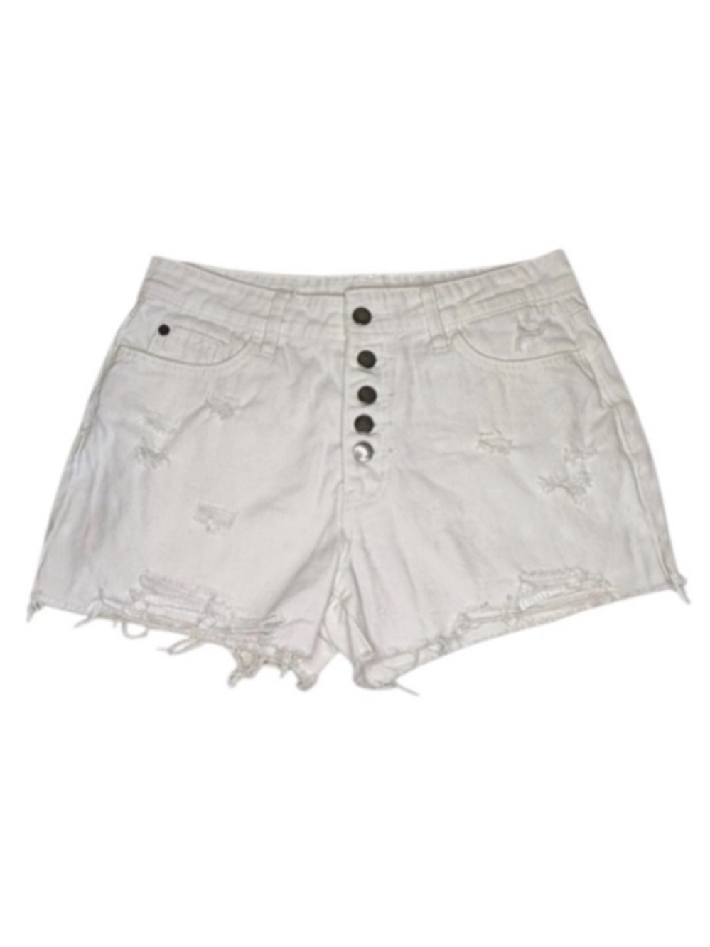 Nature Denim White High-rise Distressed Raw Hem Jean Shorts Size Medium